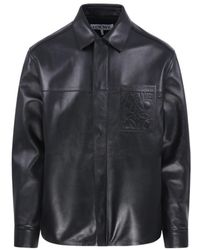 Loewe - Logo-Embossed Leather Jacket - Lyst