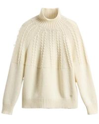 Woolrich - Cable-Knit Turtleneck Sweater - Lyst