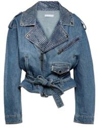 Area - Crystal-Embellished Denim Jacket - Lyst