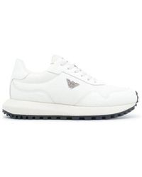 Emporio Armani - Logo Plaque Lace-Up Sneakers - Lyst