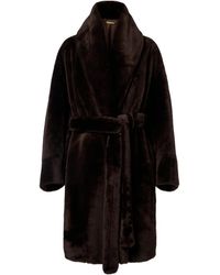 Nour Hammour - Juno Shearling Wrap Coat - Lyst