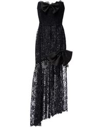 Alessandra Rich - Bow-Detail Asymmetric Lace Bustier Dress - Lyst
