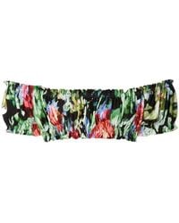 Norma Kamali - Jose Off-The-Shoulder Cropped Floral-Print Stretch-Jersey Top - Lyst