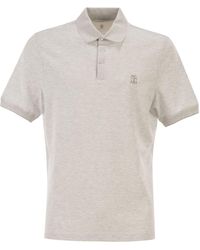Brunello Cucinelli - Printed-Logo Polo Shirt - Lyst