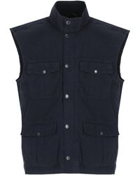 Barbour - Cotton Vest Four Pockets Stand Collar - Lyst