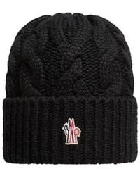 Moncler - Grenoble Cable Knit Logo Embroidered Beanie - Lyst