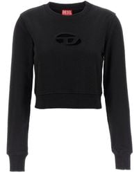 DIESEL - F-Slimmy-Od Cut-Out Logo Cropped Sweatshirt - Lyst