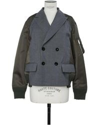 Sacai - Double-Breasted Panelled Blazer - Lyst