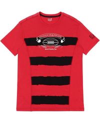 EA7 - Logo Striped T-Shirt - Lyst