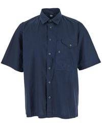 C.P. Company - Shirt With Classic Collar Embroidery - Lyst