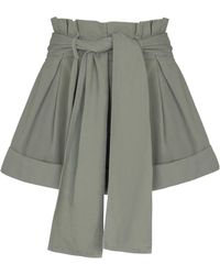 Balmain - Pleated Belted High-Waist Shorts - Lyst