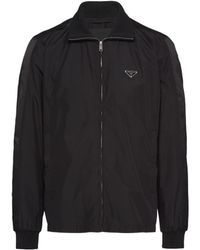 Prada - Logo Patch Zip-Up Jacket - Lyst