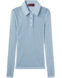 Gucci - Embossed Technical Mesh Polo Top - Lyst