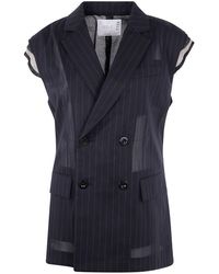 Sacai - Storm Flap Pinstriped Waistcoat - Lyst