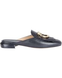 Ferragamo - Ferragamo Gancini Plaque Fringed Sandals - Lyst