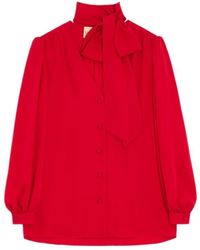 Valentino - V-Neck Button-Up Blouse - Lyst
