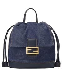 Fendi - Ff Buckle Denim Backpack - Lyst