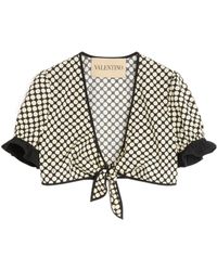 Valentino - Printed Polka Dot Poplin Top - Lyst