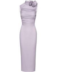 Magda Butrym - Magda Burtym Ruched Mock Neck Midi Dress - Lyst