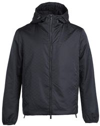 Emporio Armani - Monogram-Pattern Zipped Hooded Jacket - Lyst