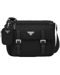 Prada - Logo Patch Zip-Up Shoulder Bag - Lyst