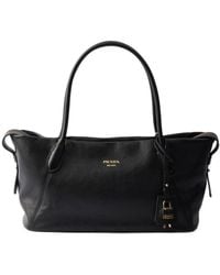 Prada - Ouvert Large Leather Tote Bag - Lyst
