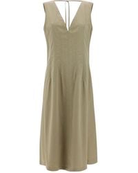 Bottega Veneta - V-Neck Sleeveless Midi Dress - Lyst