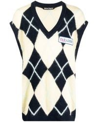 Palm Angels - Logo-Patch Argyle Knitted Vest - Lyst