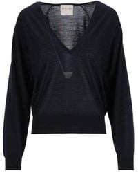 forte_forte - Sheer V-Neck Knitted Sweater - Lyst