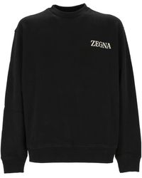 ZEGNA - Logo Printed Crewneck Sweatdhirt - Lyst