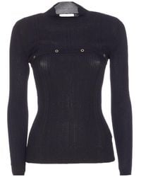 Patrizia Pepe - Button-Detail High-Neck Knitwear - Lyst