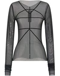 Rick Owens - Sheer Panel Long-Sleeve Top - Lyst
