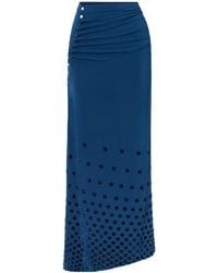 Rabanne - Gathered Flocked Jersey Maxi Skirt - Lyst
