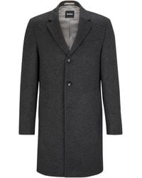 BOSS - Lapel Single-Breasted Mid-Length Coat - Lyst