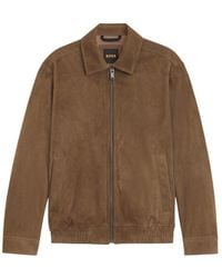 BOSS - Long-Sleeved Leather Jacket - Lyst
