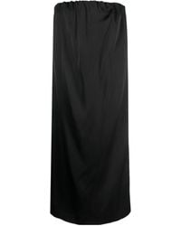Loulou de Saison - Siple Strapless Satin Midi Dress - Lyst