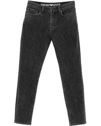 Emporio Armani - Logo-Plaque Straight-Leg Jeans - Lyst
