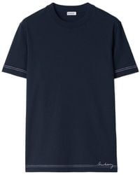 Burberry - Contrast-Stitching Cotton T-Shirt - Lyst