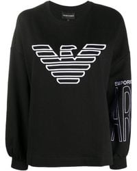 Emporio Armani - Logo Embroidered Round Neck Sweater - Lyst