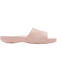 Burberry - Checked Slip-On Slides - Lyst