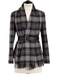 Dior - Checkered Belted Removable Scarf Jacket - Lyst