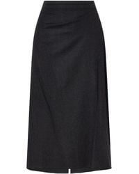 Victoria Beckham - Wool Pleated Midi Skirt - Lyst