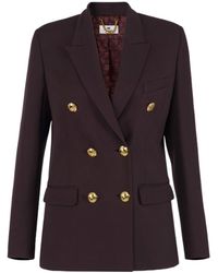 Elisabetta Franchi - Gabardine Double-Breasted Jacket - Lyst