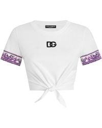 Dolce & Gabbana MAJOLICA-PRINT SHORT-SLEEVED T-SHIRT アートT Short-sleeved t-shirt with majolica print in White for Men