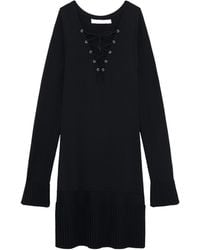 IRO - V-Neck Dress With Lace-Up Detail - Lyst