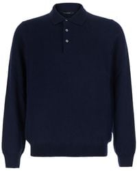 Tagliatore - Long-Sleeve Knitted Polo Shirt - Lyst