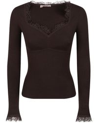 Twinset - Lace-Trim Ribbed-Knit Sweater - Lyst