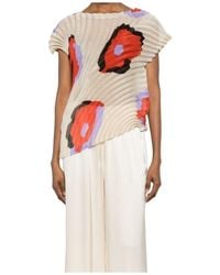 Issey Miyake - Verve Pleated Short-Sleeved Top - Lyst