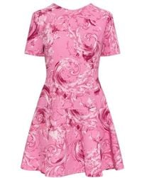 Versace Jeans Couture - Couture Baroque Printed Crewneck Mini Dress - Lyst