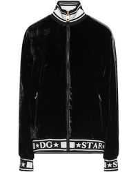 Dolce & Gabbana - Solid Color Velvet Long-Sleeve Turtleneck Coat - Lyst